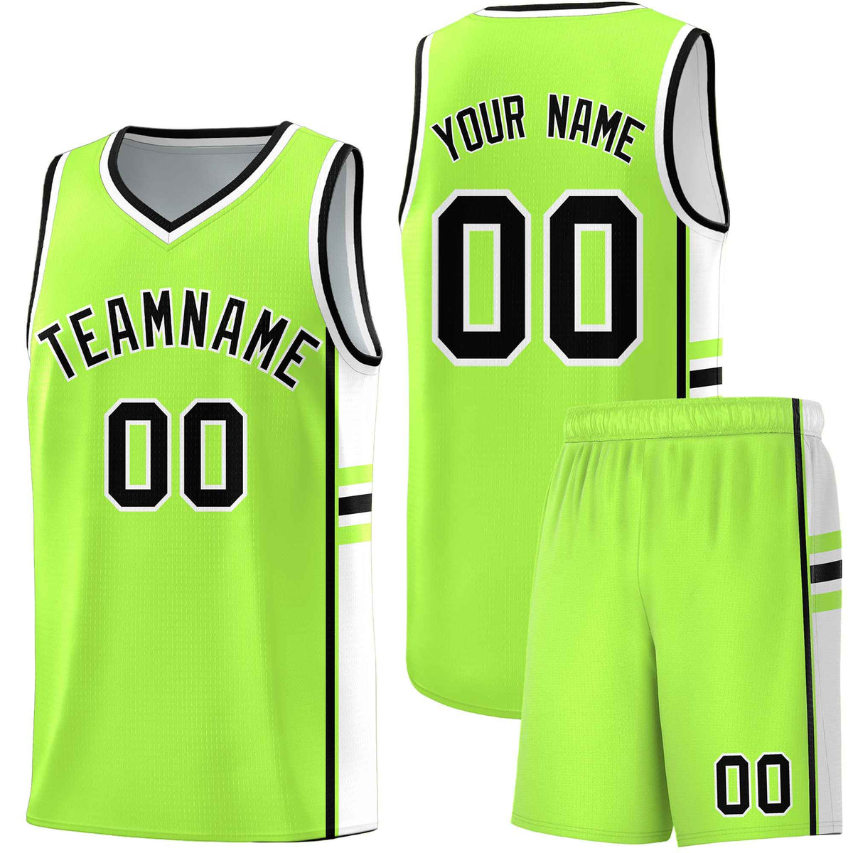 Custom Youth Basketball Jersey - Fluorescent Green White Two-Tone Varsity Jersey Set
