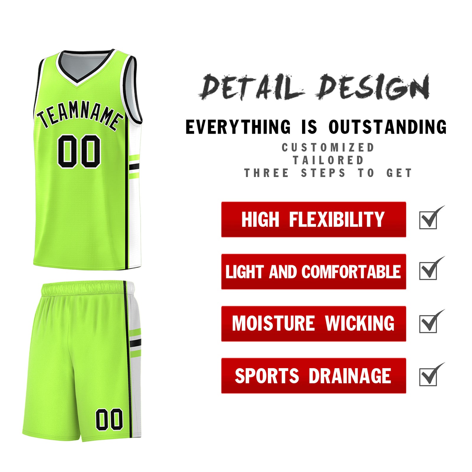 Custom Youth Basketball Jersey - Fluorescent Green White Two-Tone Varsity Jersey Set