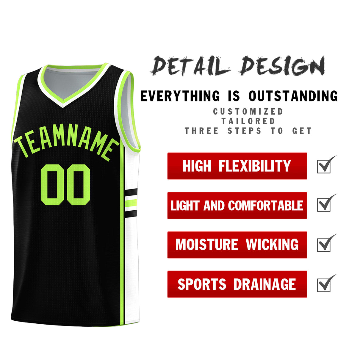 Custom Youth Basketball Jersey - Black White Two-Tone Classic Varsity Uniform