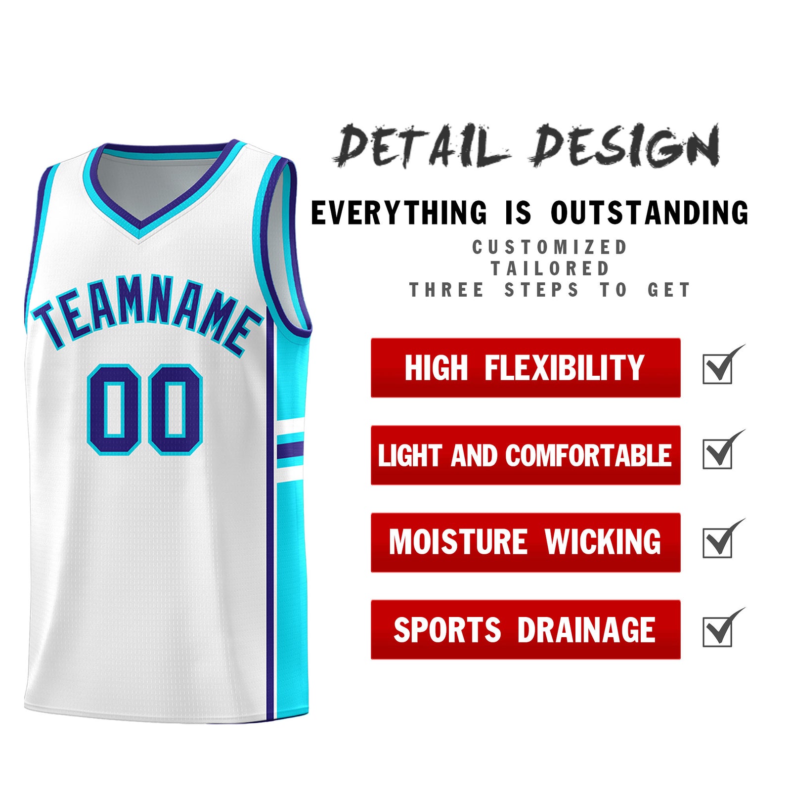 Custom Youth Basketball Jersey - White Royal Personalized Varsity Two-Tone Uniform