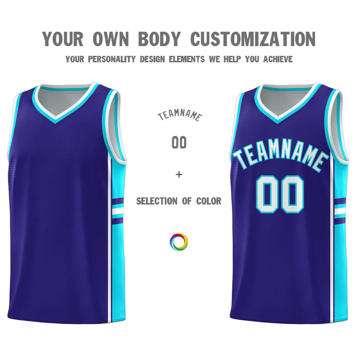 Custom Youth Basketball Jersey - Royal Sky Blue Two-Tone Varsity Jersey Set