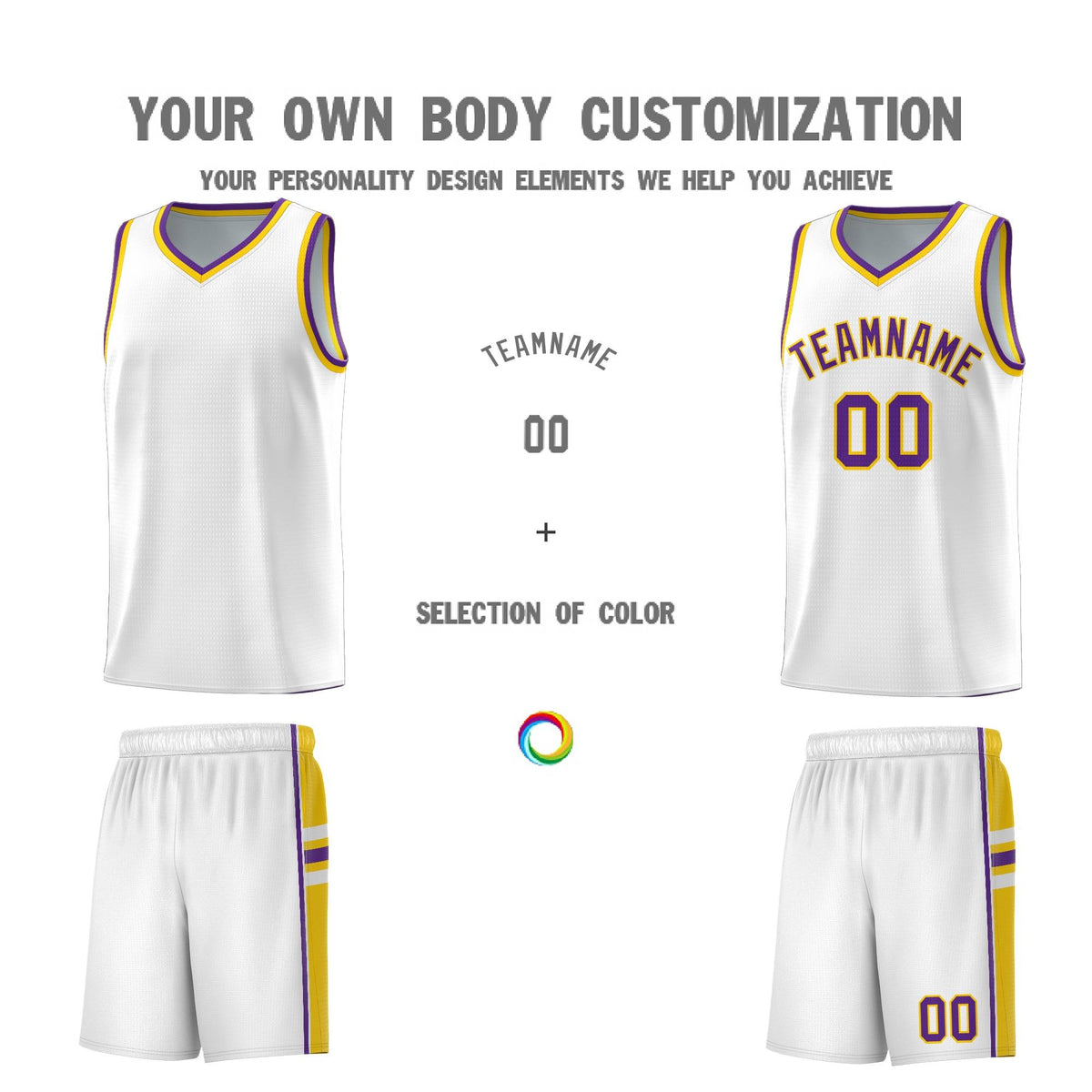 Custom Youth Basketball Jersey - White Gold Personalized Varsity Two-Tone Uniform
