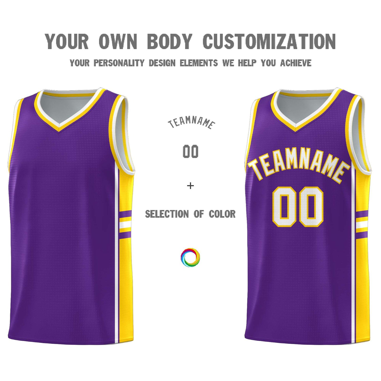 Custom Youth Basketball Jersey - Purple Gold Two-Tone Varsity Jersey Set