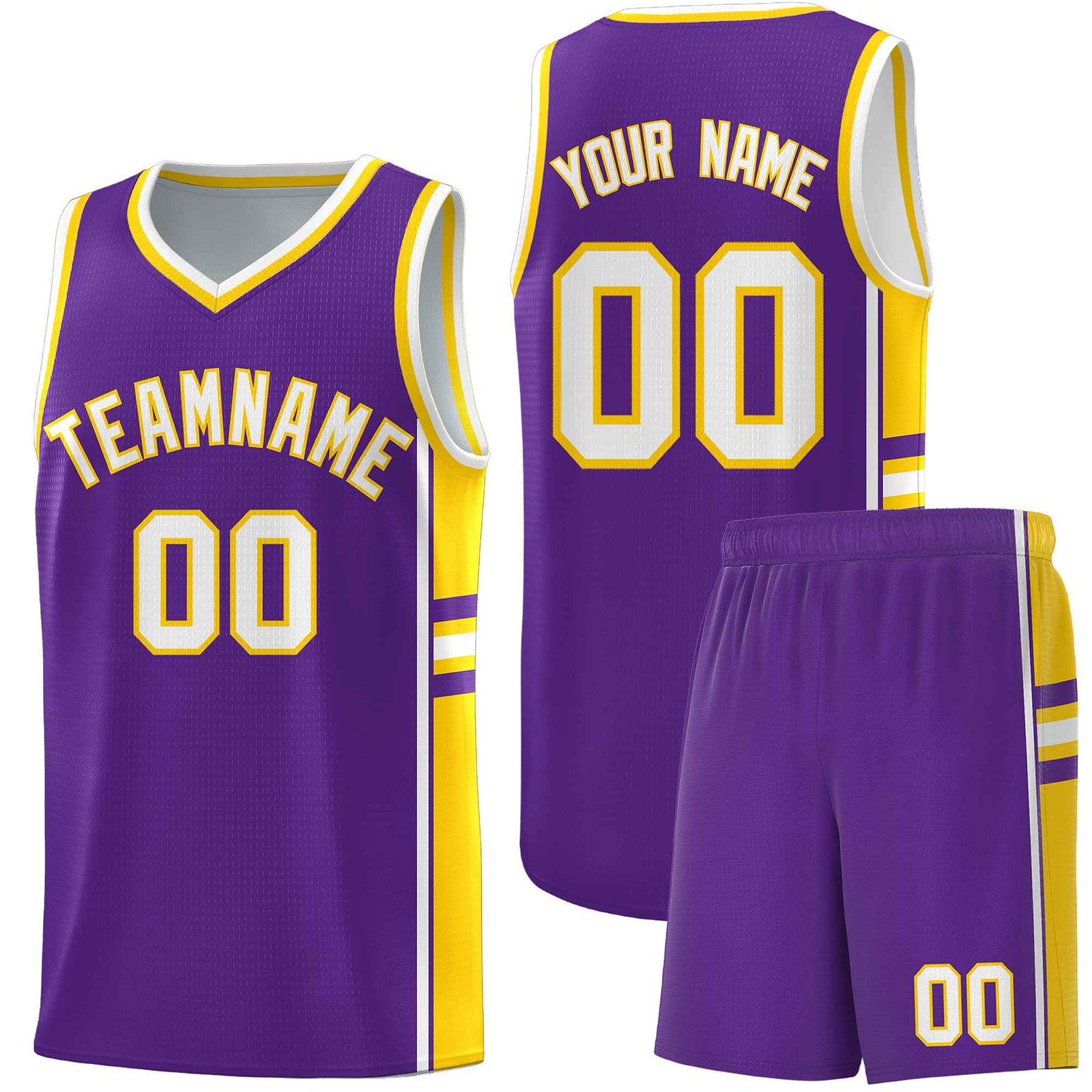 Custom Youth Basketball Jersey - Purple Gold Two-Tone Varsity Jersey Set