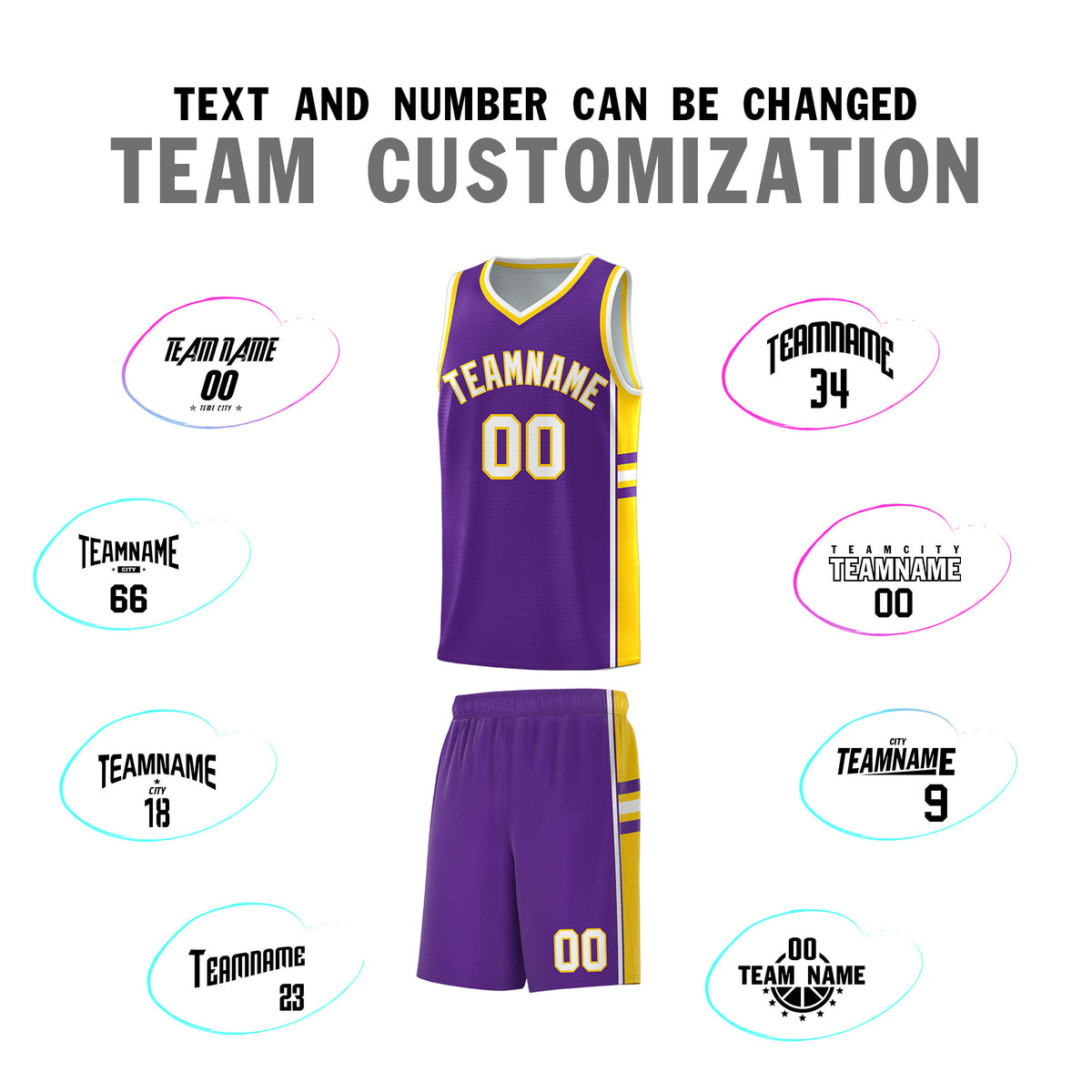 Custom Youth Basketball Jersey - Purple Gold Two-Tone Varsity Jersey Set