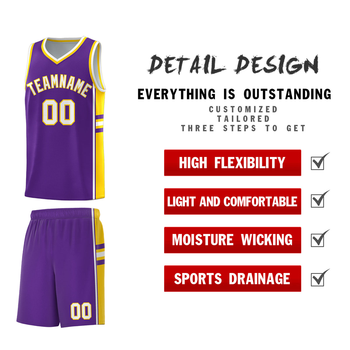 Custom Youth Basketball Jersey - Purple Gold Two-Tone Varsity Jersey Set