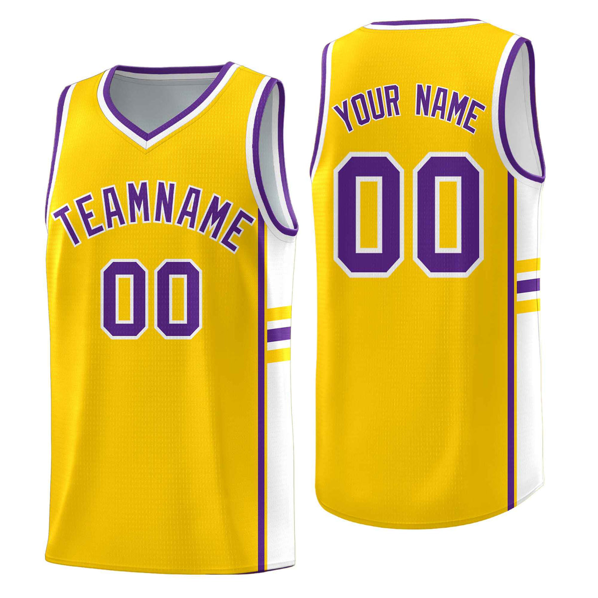 Custom Youth Basketball Jersey - Gold White Two-Tone Classic Varsity Uniform