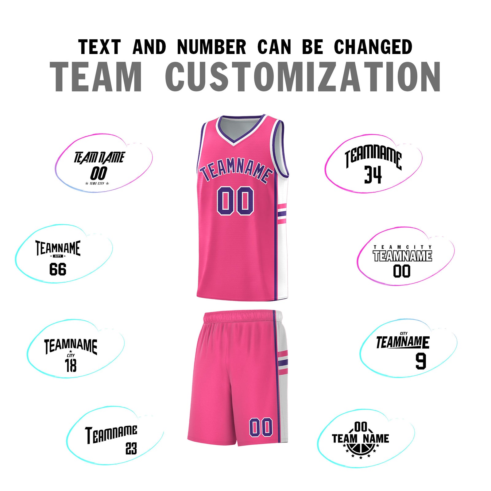 Custom Youth Basketball Jersey - Pink White Two-Tone Varsity Jersey Set