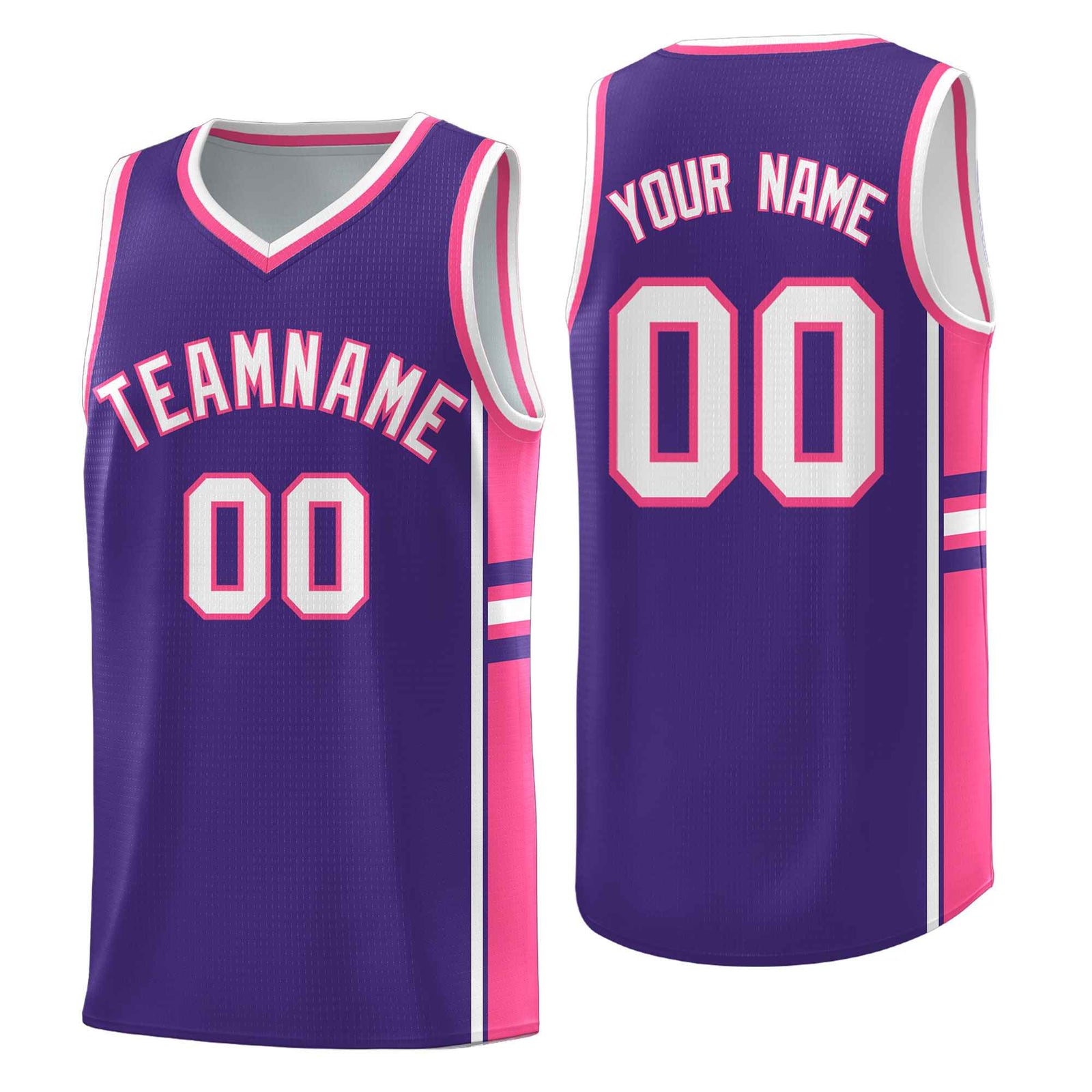 Custom Youth Basketball Jersey - Purple Pink Two-Tone Classic Varsity Uniform