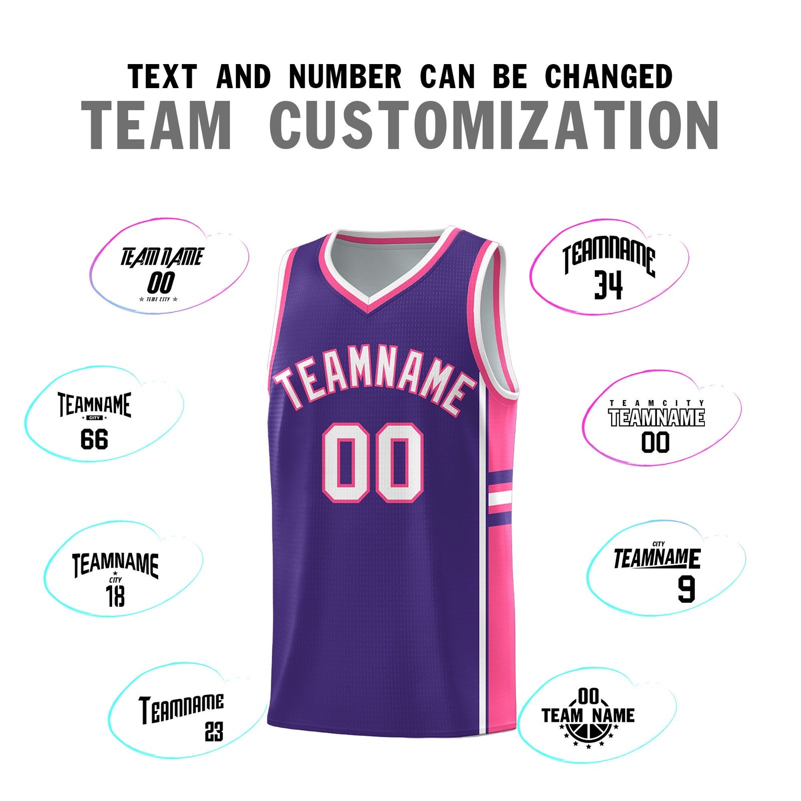 Custom Youth Basketball Jersey - Purple Pink Two-Tone Classic Varsity Uniform