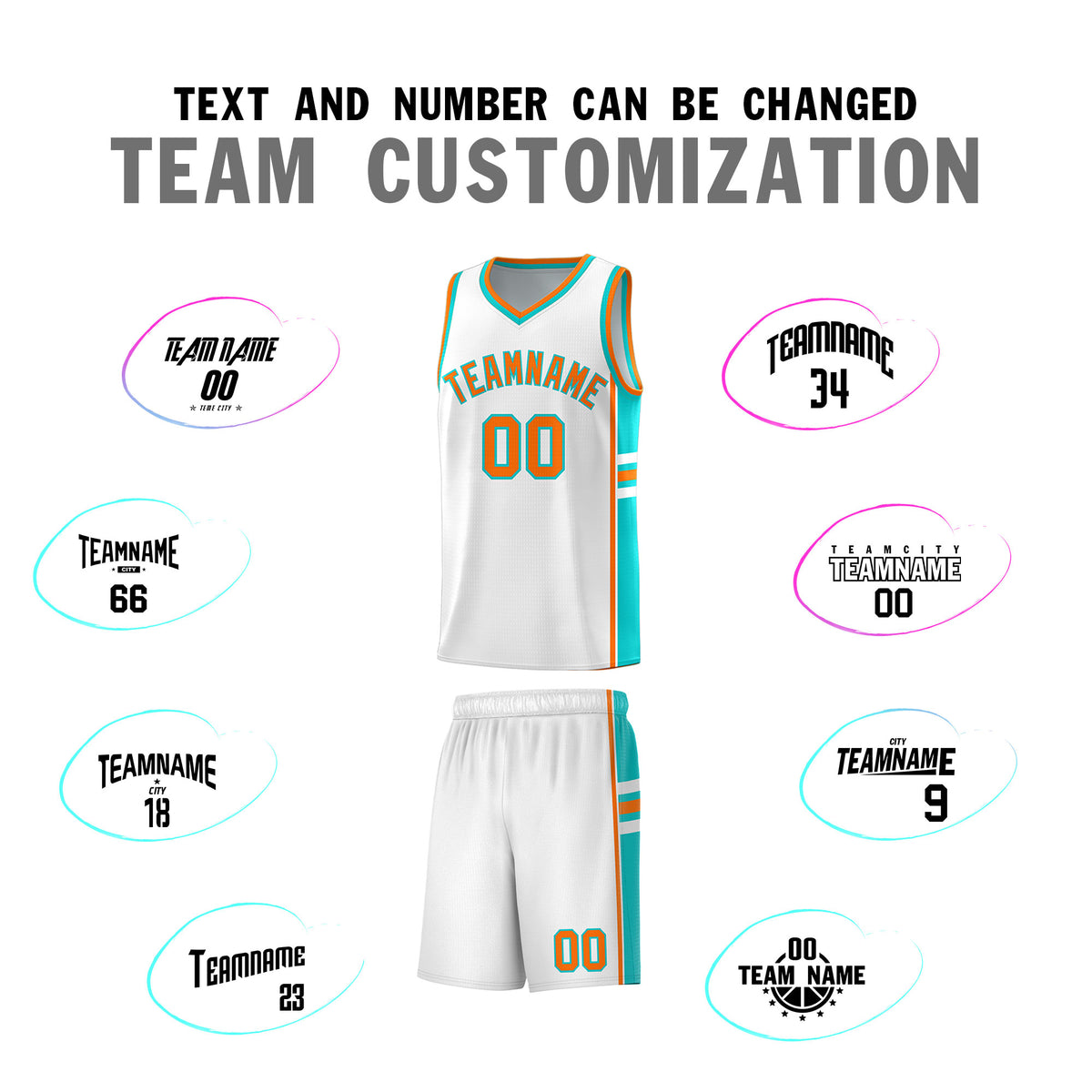 Custom Youth Basketball Jersey - White Aqua Personalized Varsity Two-Tone Uniform