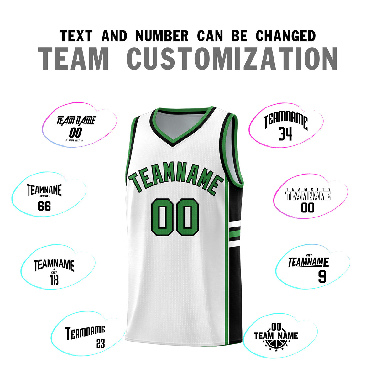 Custom Youth Basketball Jersey - White Kelly Green Two-Tone Varsity Jersey Set