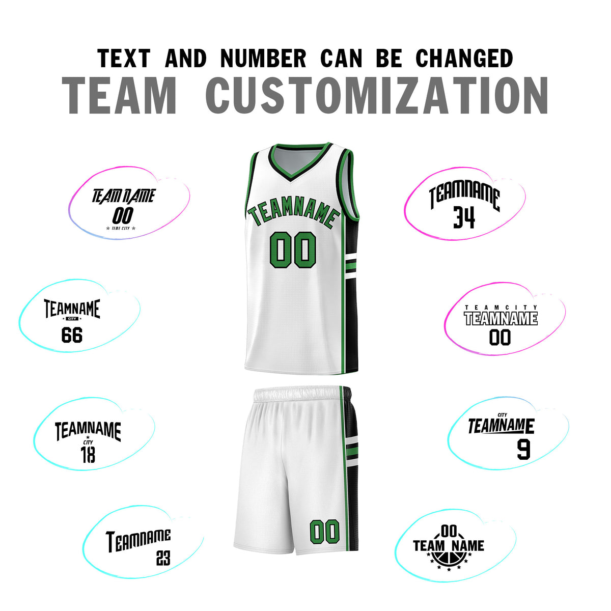 Custom Youth Basketball Jersey - White Kelly Green Two-Tone Varsity Jersey Set