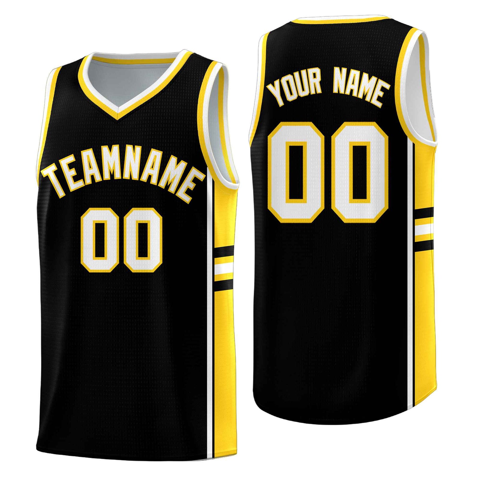 Custom Youth Basketball Jersey - Black Gold Two-Tone Varsity Jersey Set