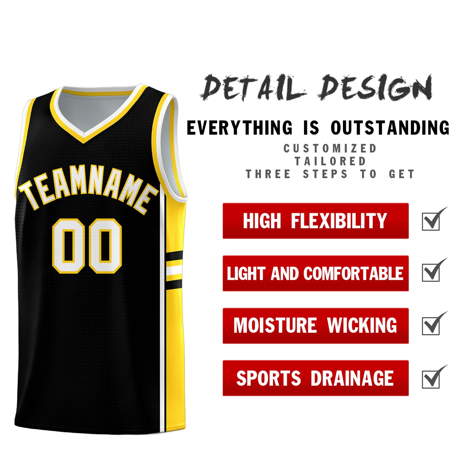 Custom Youth Basketball Jersey - Black Gold Two-Tone Varsity Jersey Set