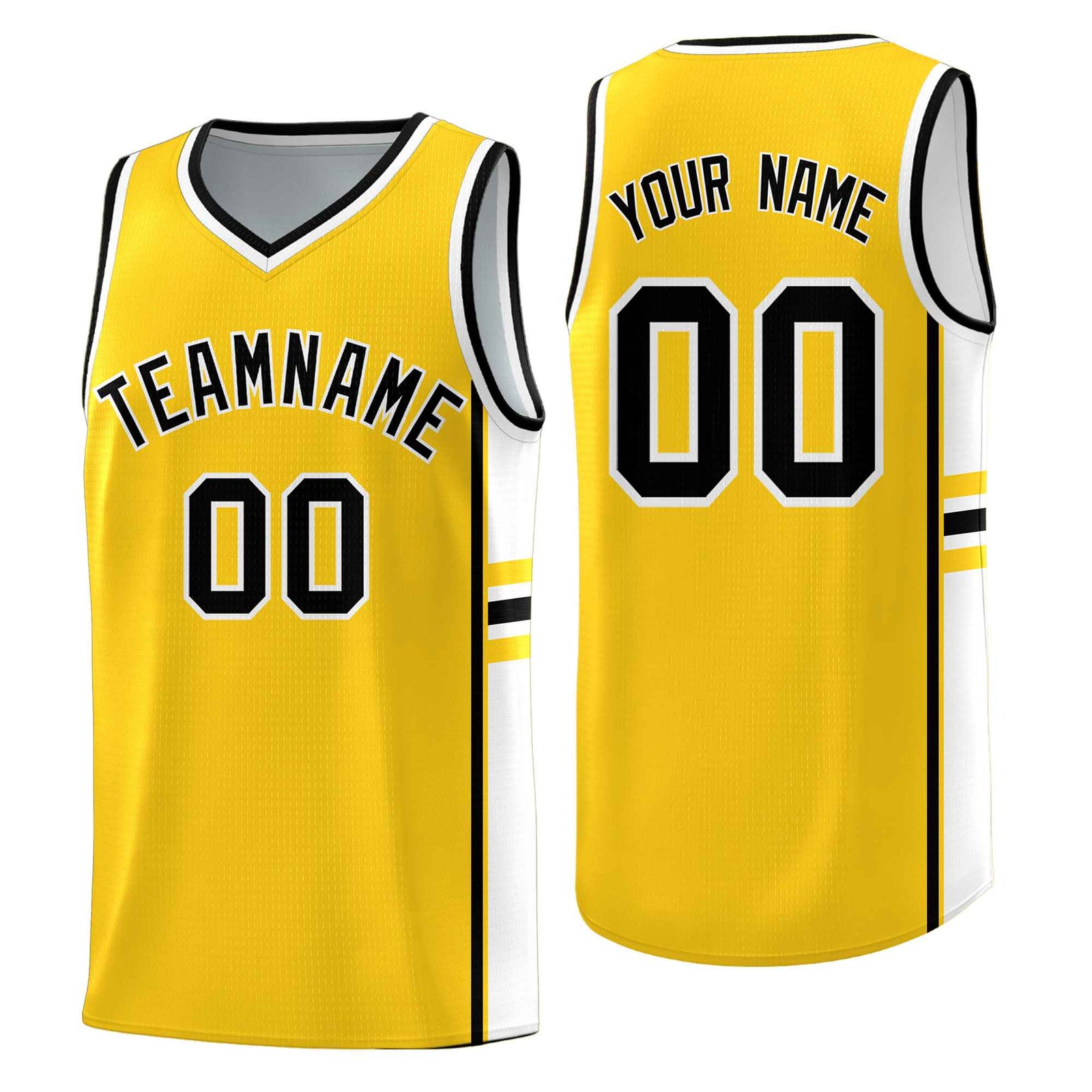 Custom Youth Basketball Jersey - Gold White Two-Tone Classic Varsity Uniform