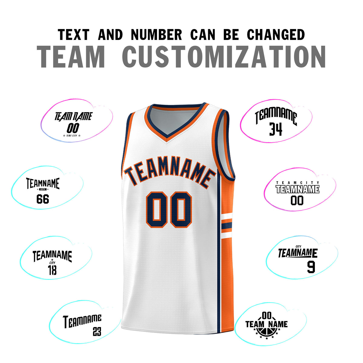 Custom Youth Basketball Jersey - White Orange Personalized Varsity Two-Tone Uniform