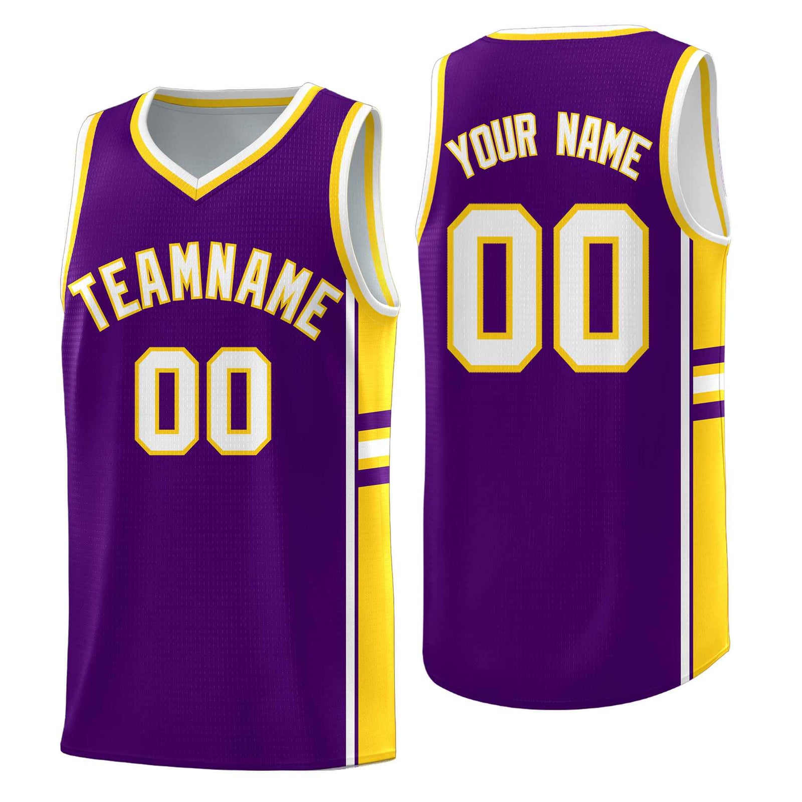 Custom Youth Basketball Jersey - Purple Gold Two-Tone Varsity Jersey Set