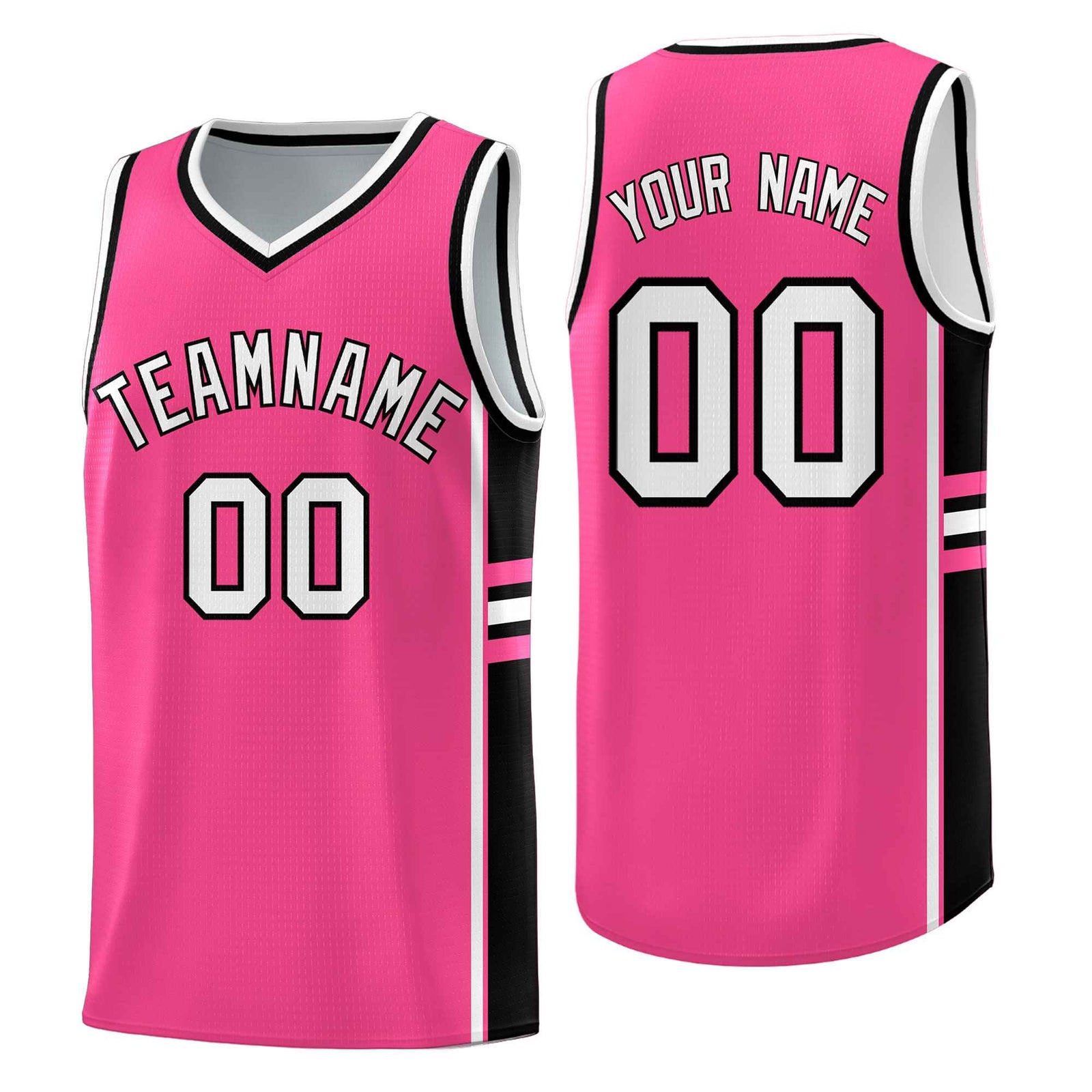 Custom Youth Basketball Jersey - Pink Black Two-Tone Varsity Jersey Set