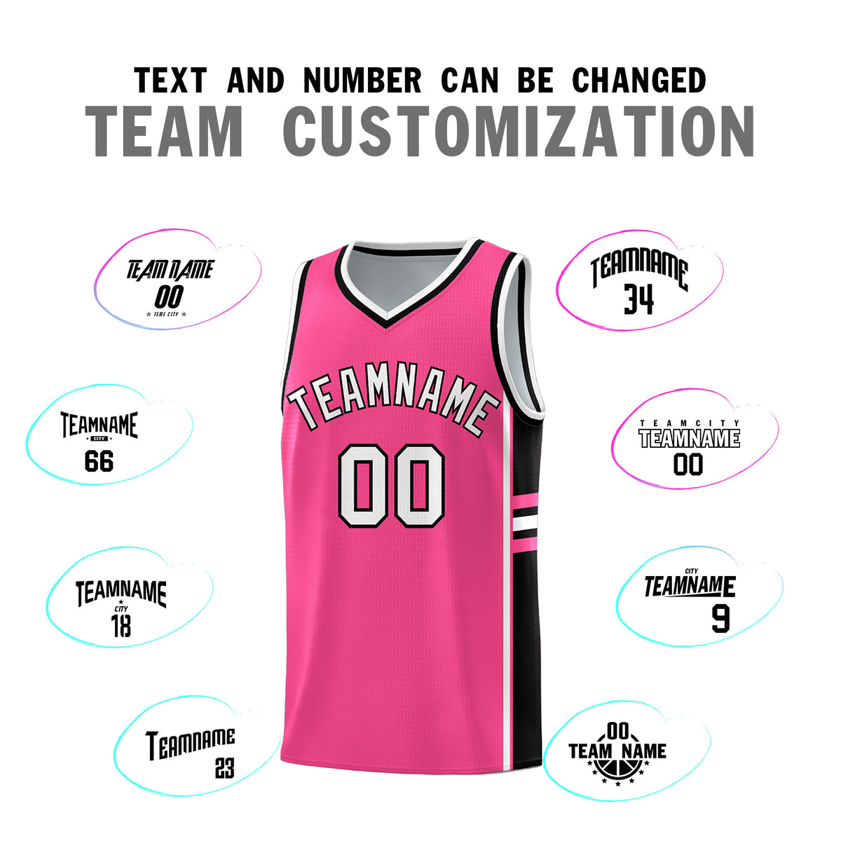 Custom Youth Basketball Jersey - Pink Black Two-Tone Varsity Jersey Set