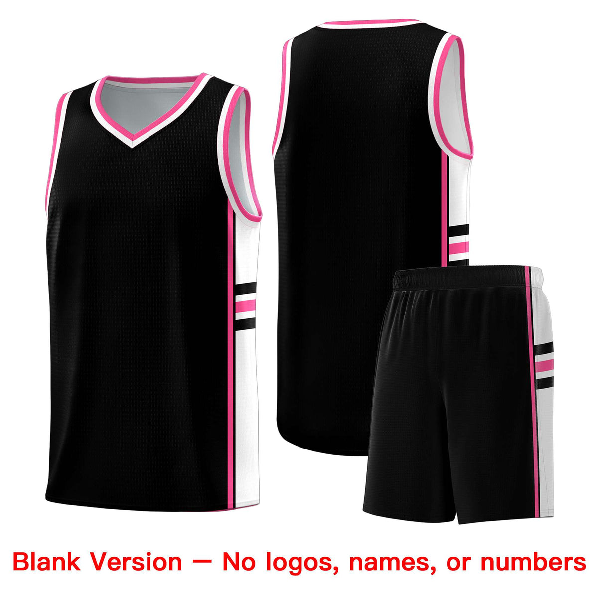Custom Youth Basketball Jersey - Black Pink Two-Tone Classic Varsity Uniform