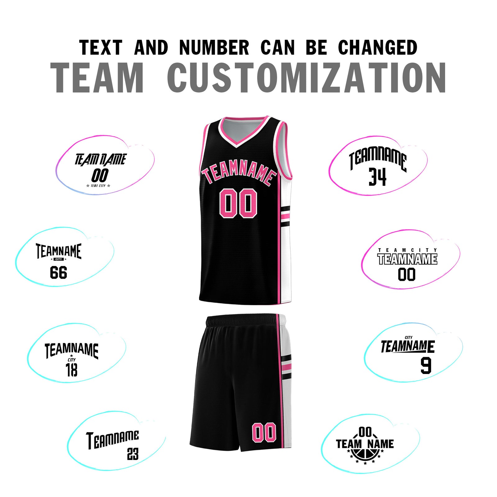 Custom Youth Basketball Jersey - Black Pink Two-Tone Classic Varsity Uniform