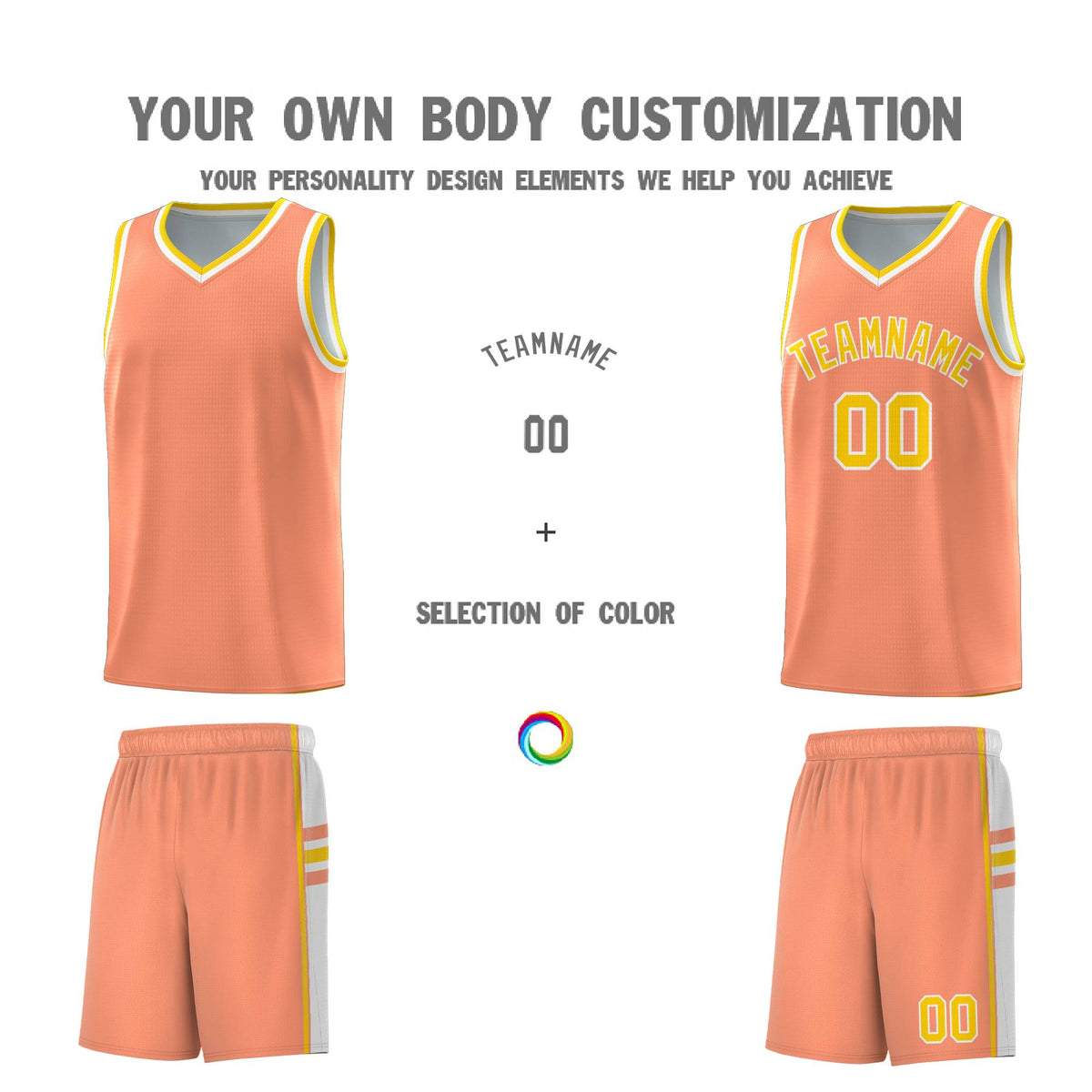 Custom Youth Basketball Jersey - Light Orange White Two-Tone Classic Varsity Uniform