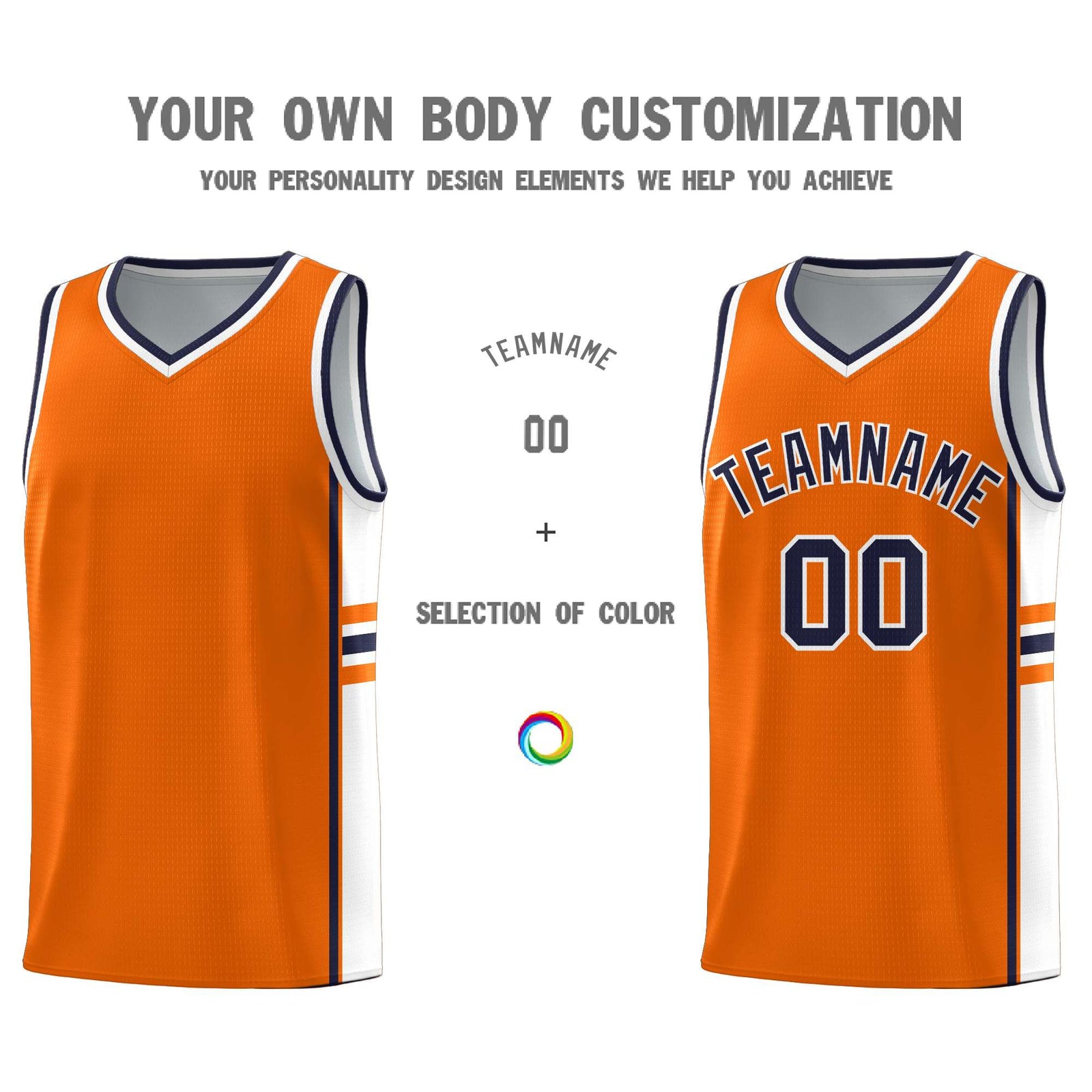 Custom Youth Basketball Jersey - Orange White Personalized Varsity Two-Tone Uniform