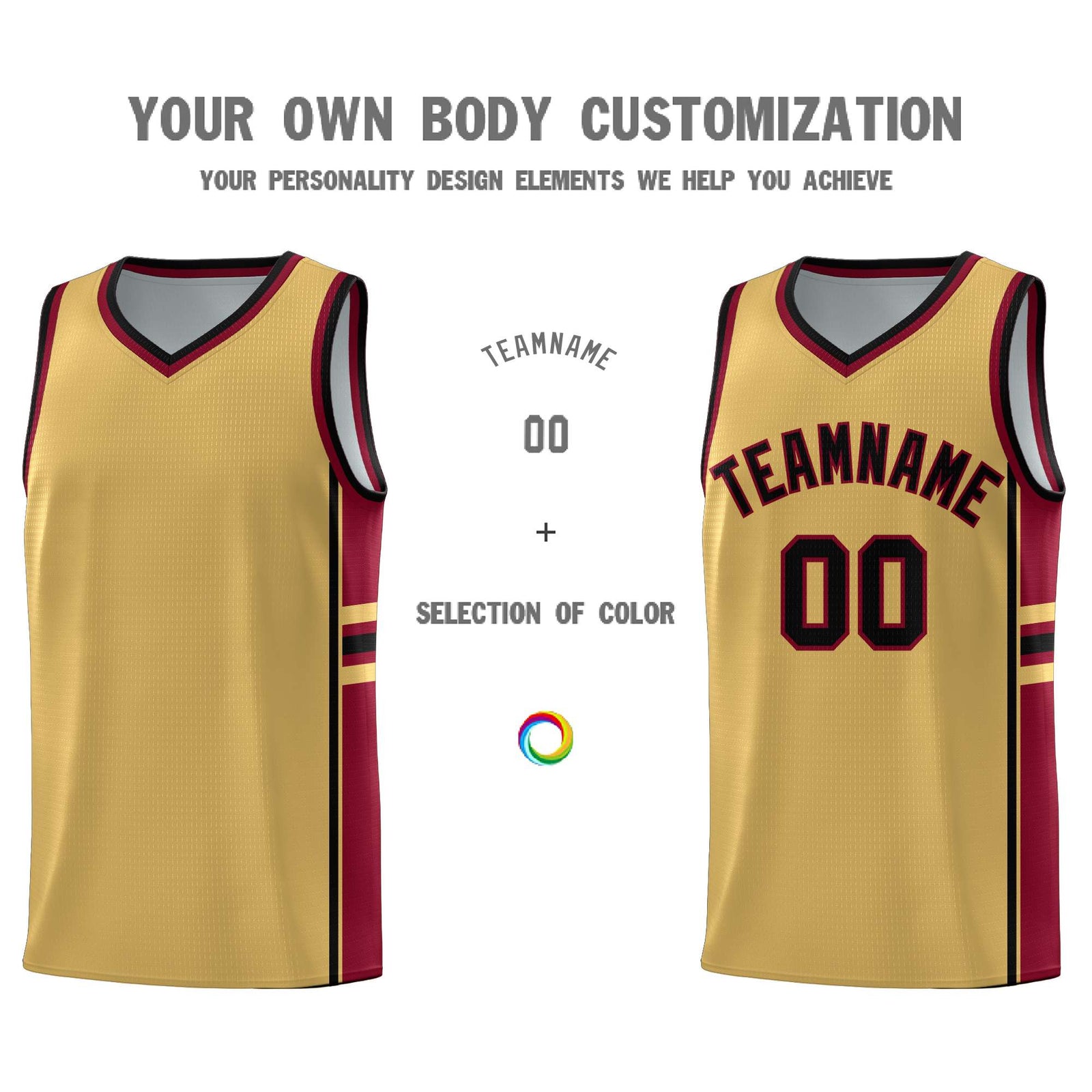 Custom Youth Basketball Jersey - Old Gold Crimson Two-Tone Classic Varsity Uniform