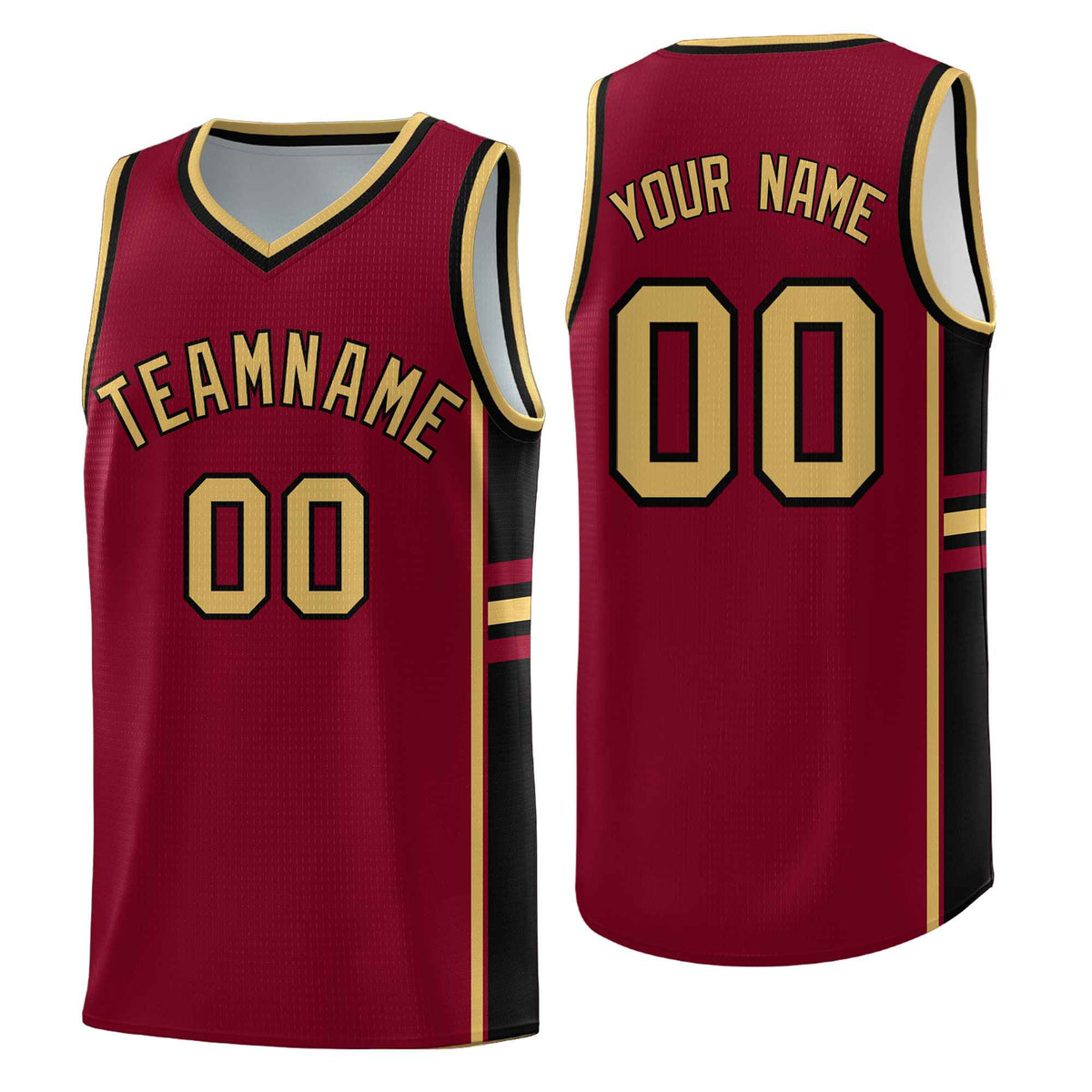 Custom Youth Basketball Jersey - Crimson Black Personalized Varsity Two-Tone Uniform
