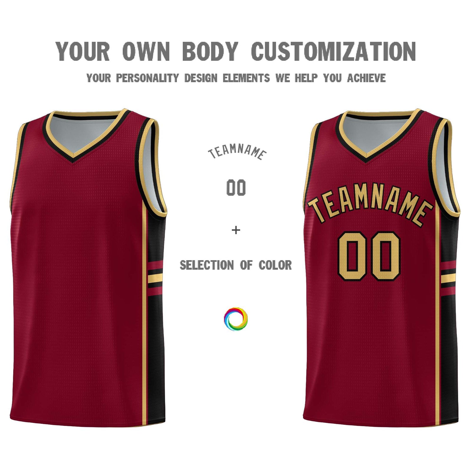 Custom Youth Basketball Jersey - Crimson Black Personalized Varsity Two-Tone Uniform