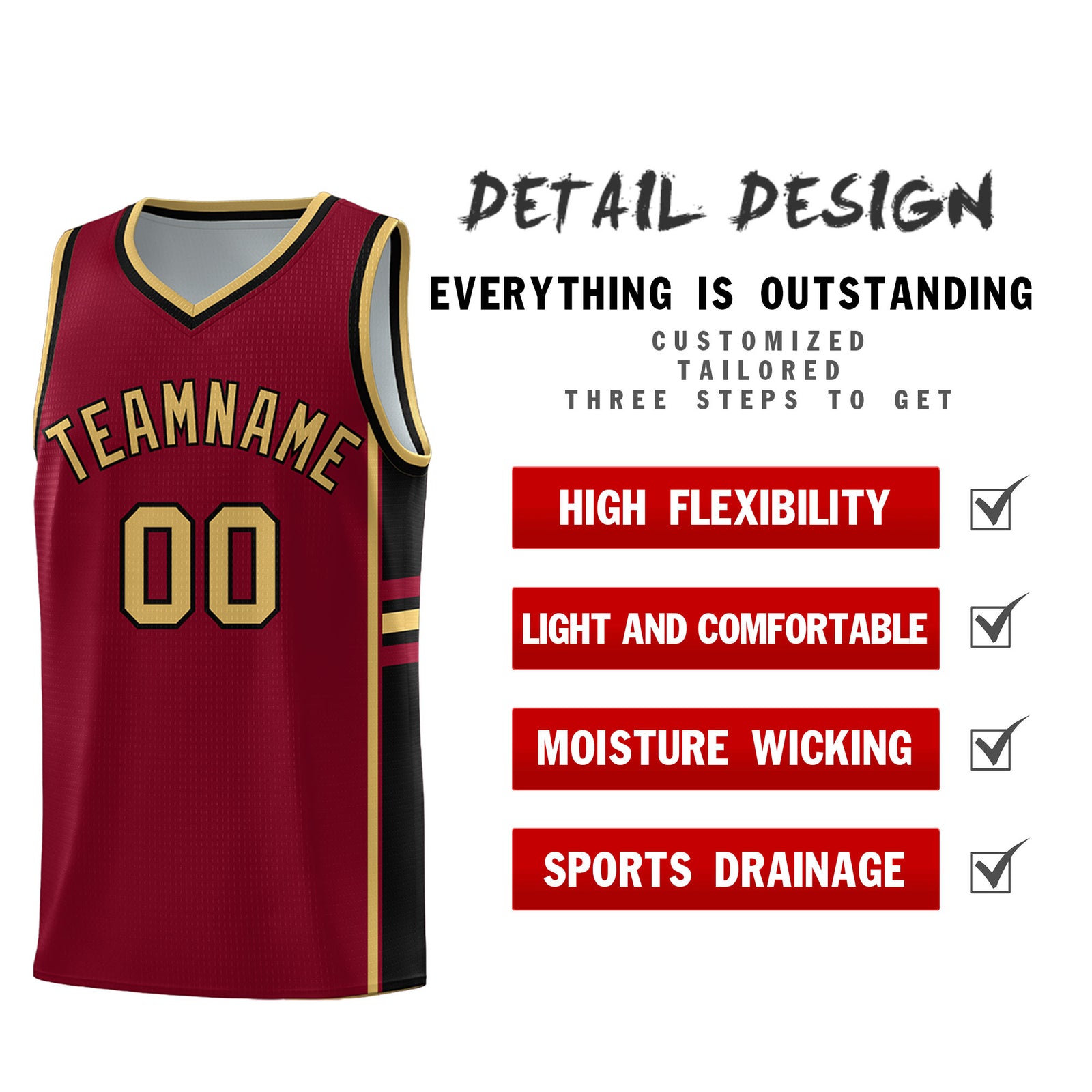 Custom Youth Basketball Jersey - Crimson Black Personalized Varsity Two-Tone Uniform