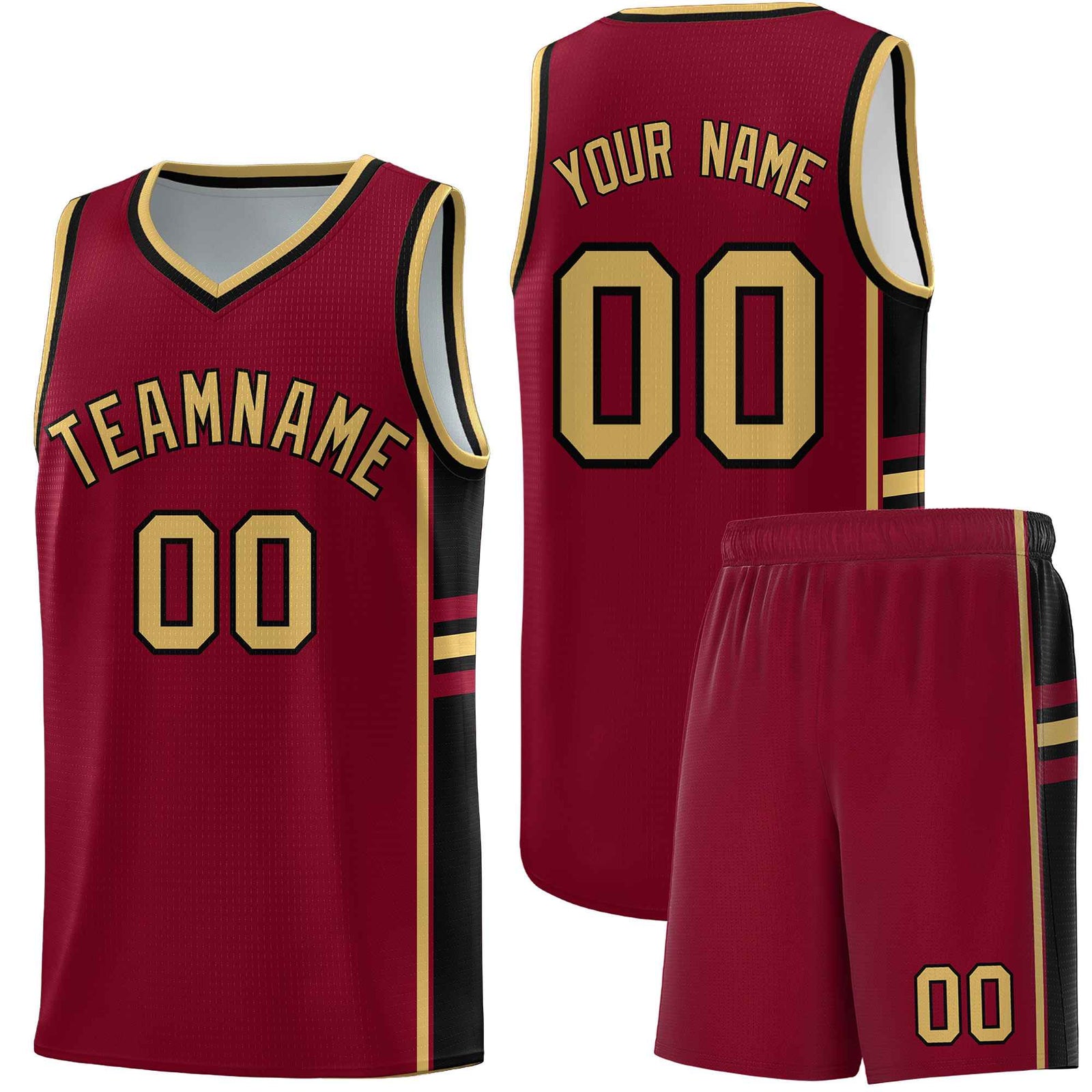 Custom Youth Basketball Jersey - Crimson Black Personalized Varsity Two-Tone Uniform