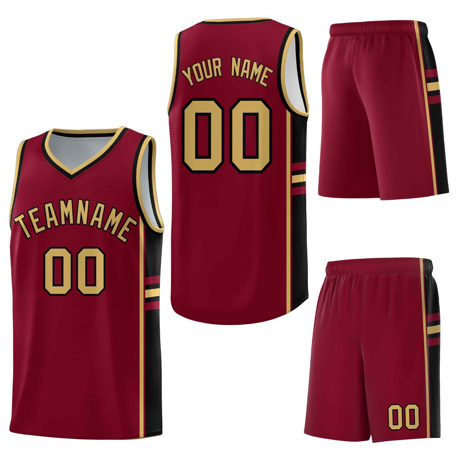 Custom Crimson Black Classic Color Block Wrinkle-Resistant Varsity Uniform Basketball Jersey