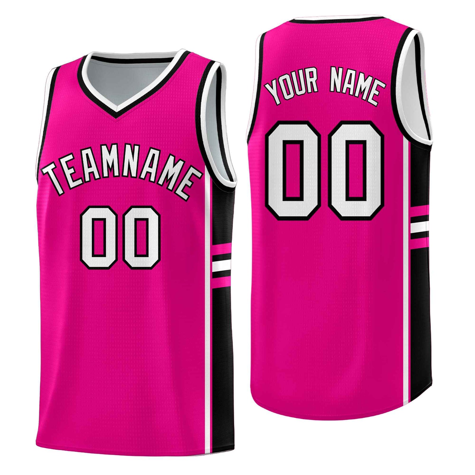 Custom Youth Basketball Jersey - Pink Black Personalized Varsity Two-Tone Uniform