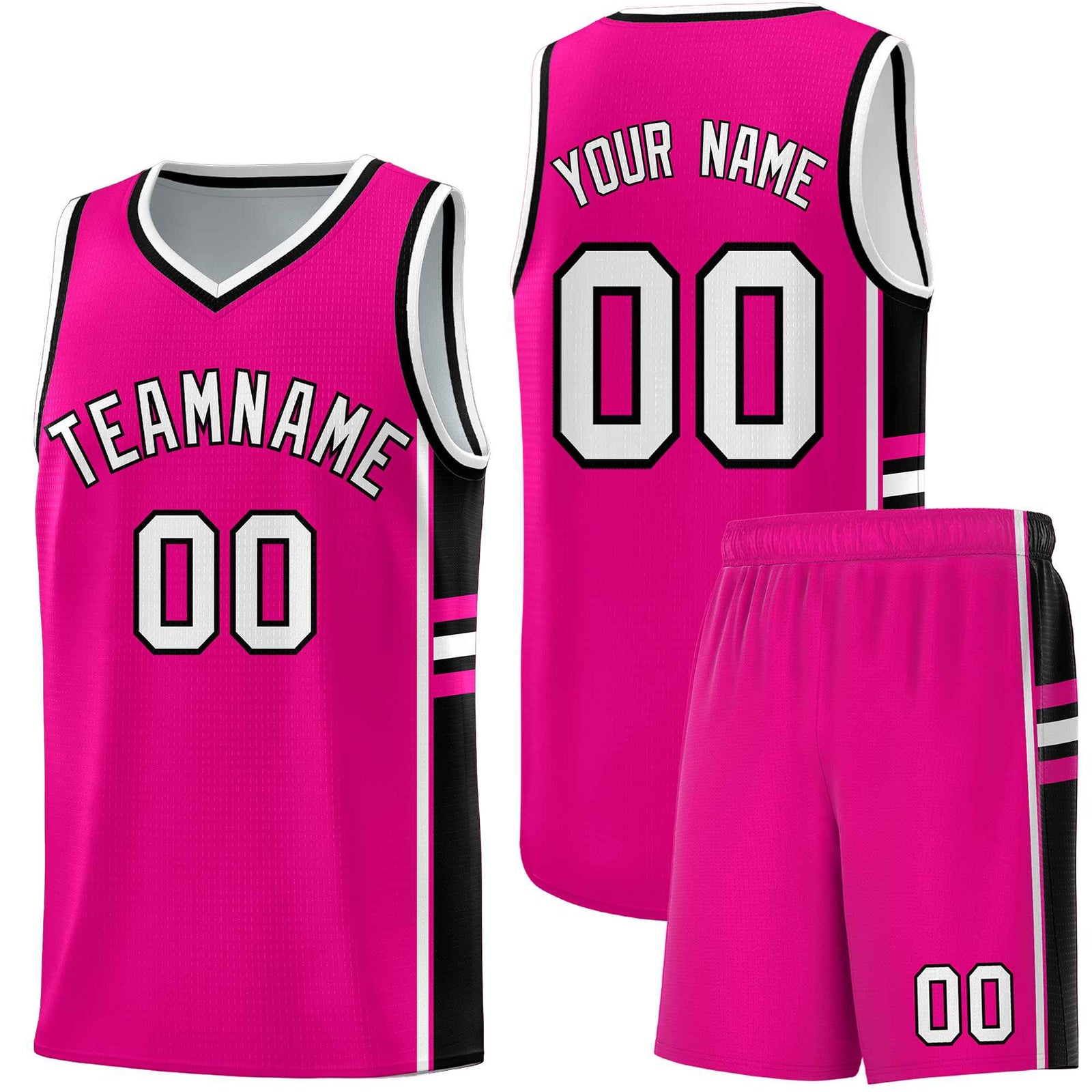 Custom Youth Basketball Jersey - Pink Black Personalized Varsity Two-Tone Uniform