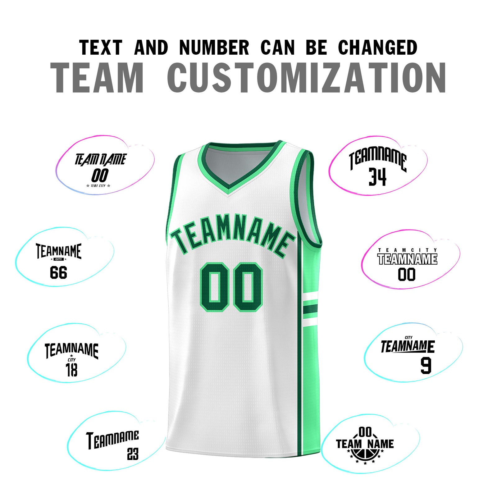 Custom Youth Basketball Jersey - White Green Two-Tone Varsity Jersey Set