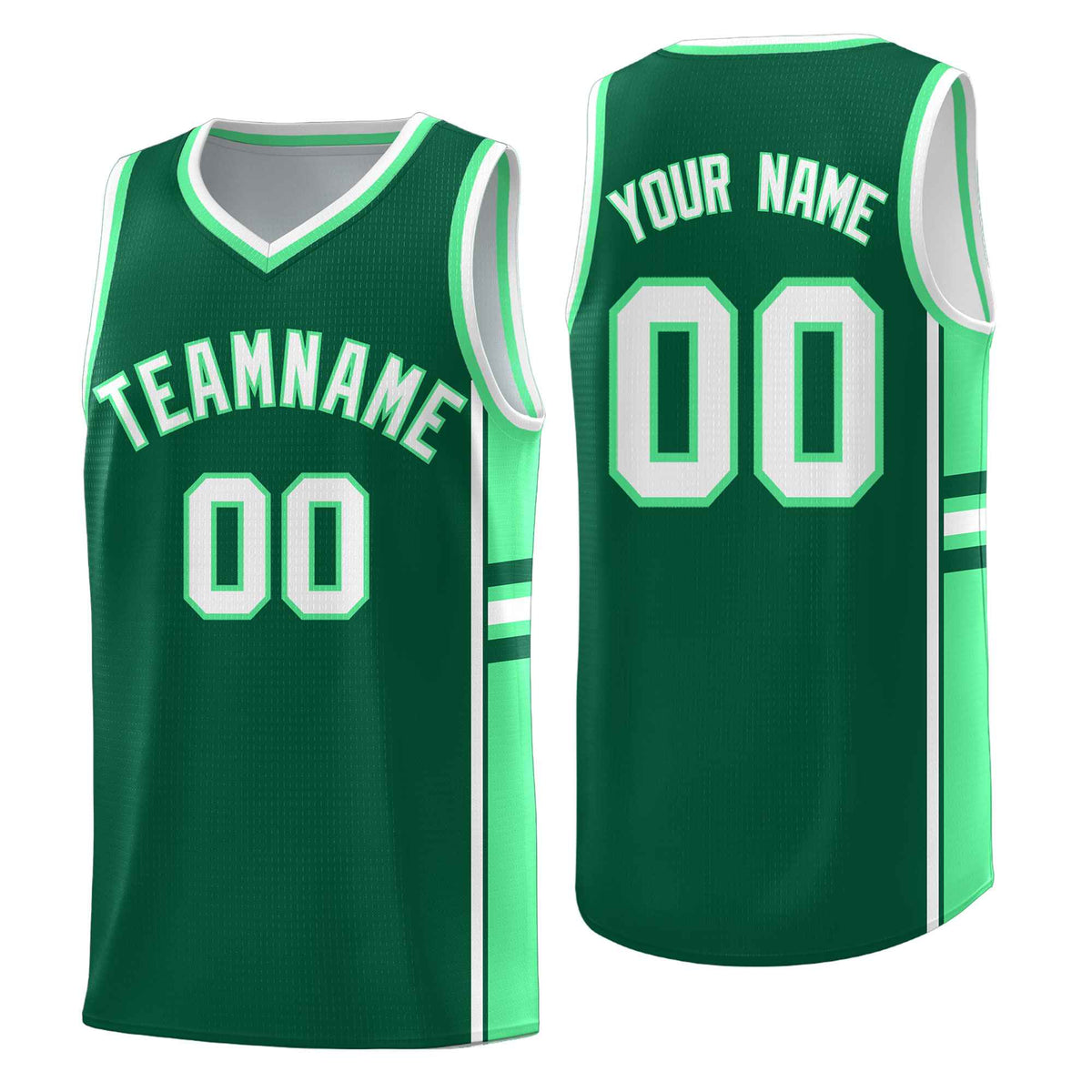 Custom Youth Basketball Jersey - Kelly Green Green Two-Tone Classic Varsity Uniform