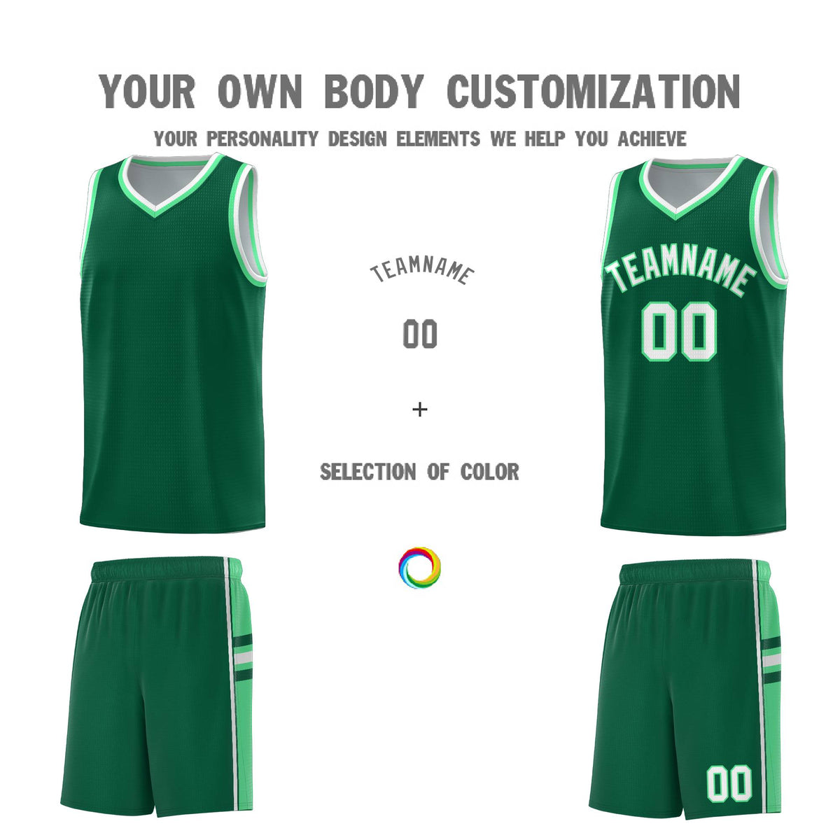 Custom Youth Basketball Jersey - Kelly Green Green Two-Tone Classic Varsity Uniform