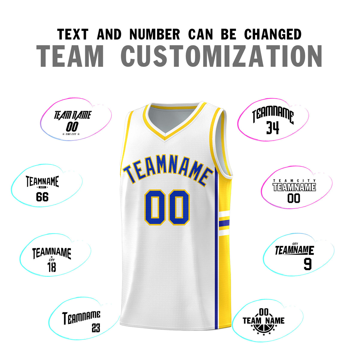 Custom Youth Basketball Jersey - White Fluorescent Yellow Two-Tone Varsity Jersey Set