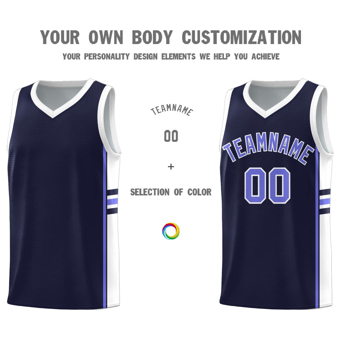 Custom Youth Basketball Jersey - Navy White Personalized Varsity Two-Tone Uniform