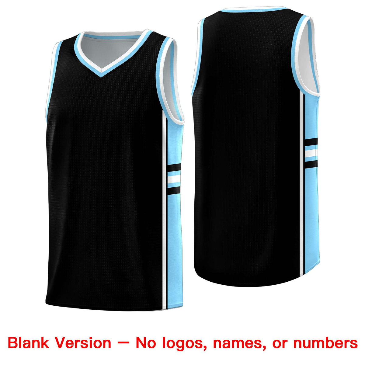 Custom Youth Basketball Jersey - Black Light Blue Two-Tone Classic Varsity Uniform