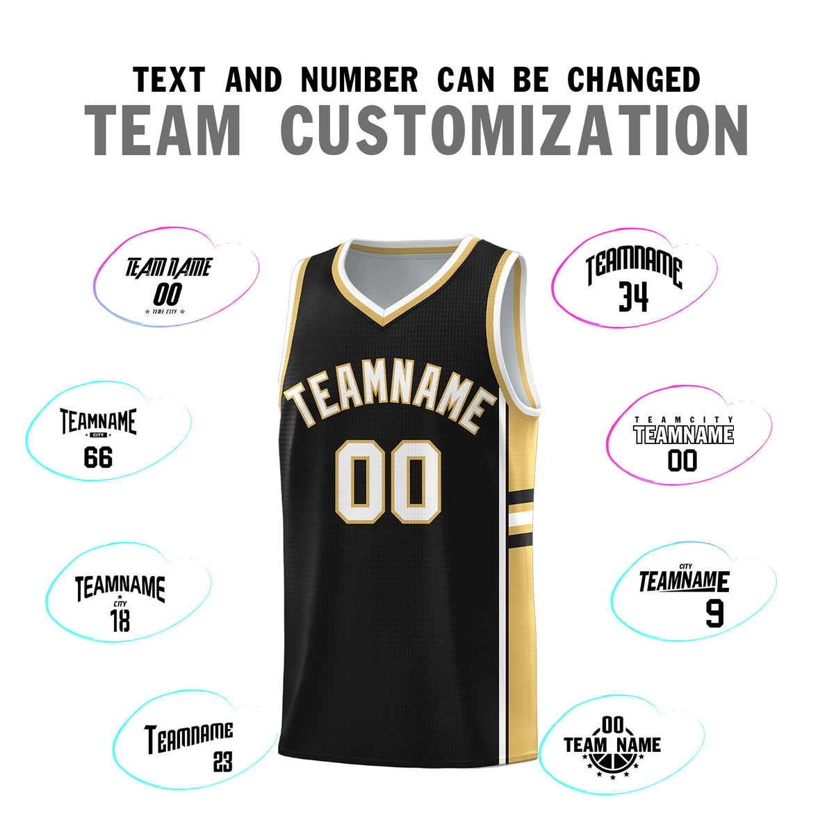 Custom Youth Basketball Jersey - Black Old Gold Two-Tone Classic Varsity Uniform