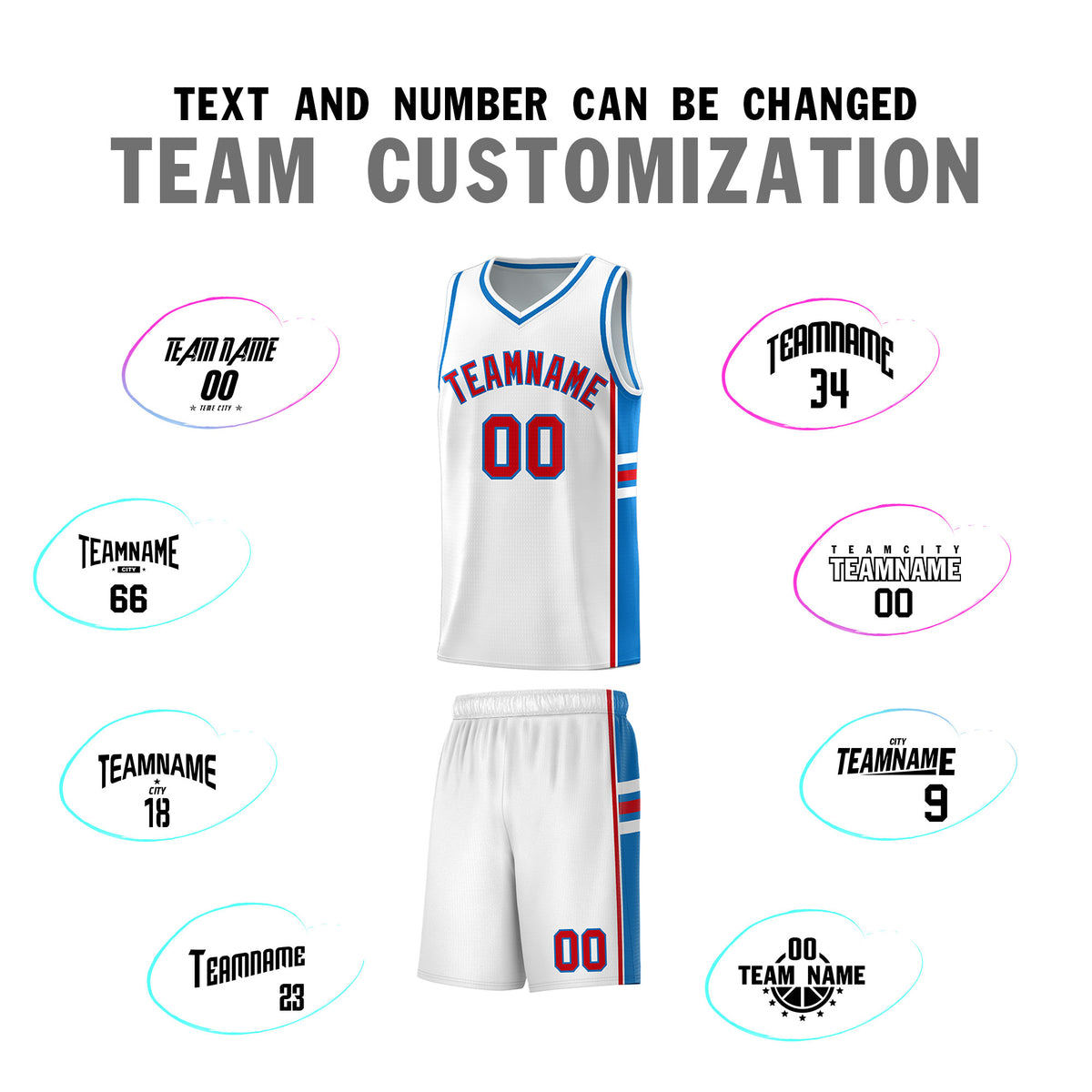 Custom Youth Basketball Jersey - White Royal Two-Tone Varsity Jersey Set