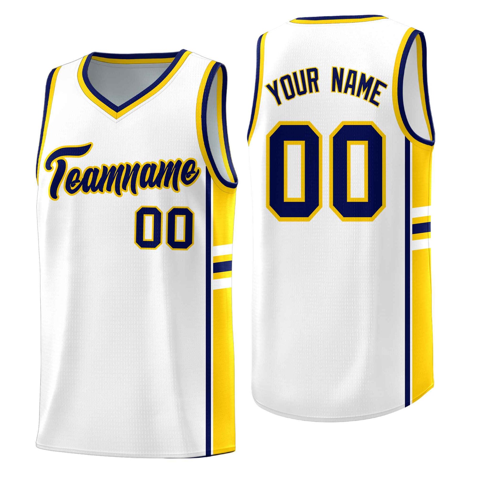 Custom Youth Basketball Jersey - White Gold Personalized Varsity Two-Tone Uniform