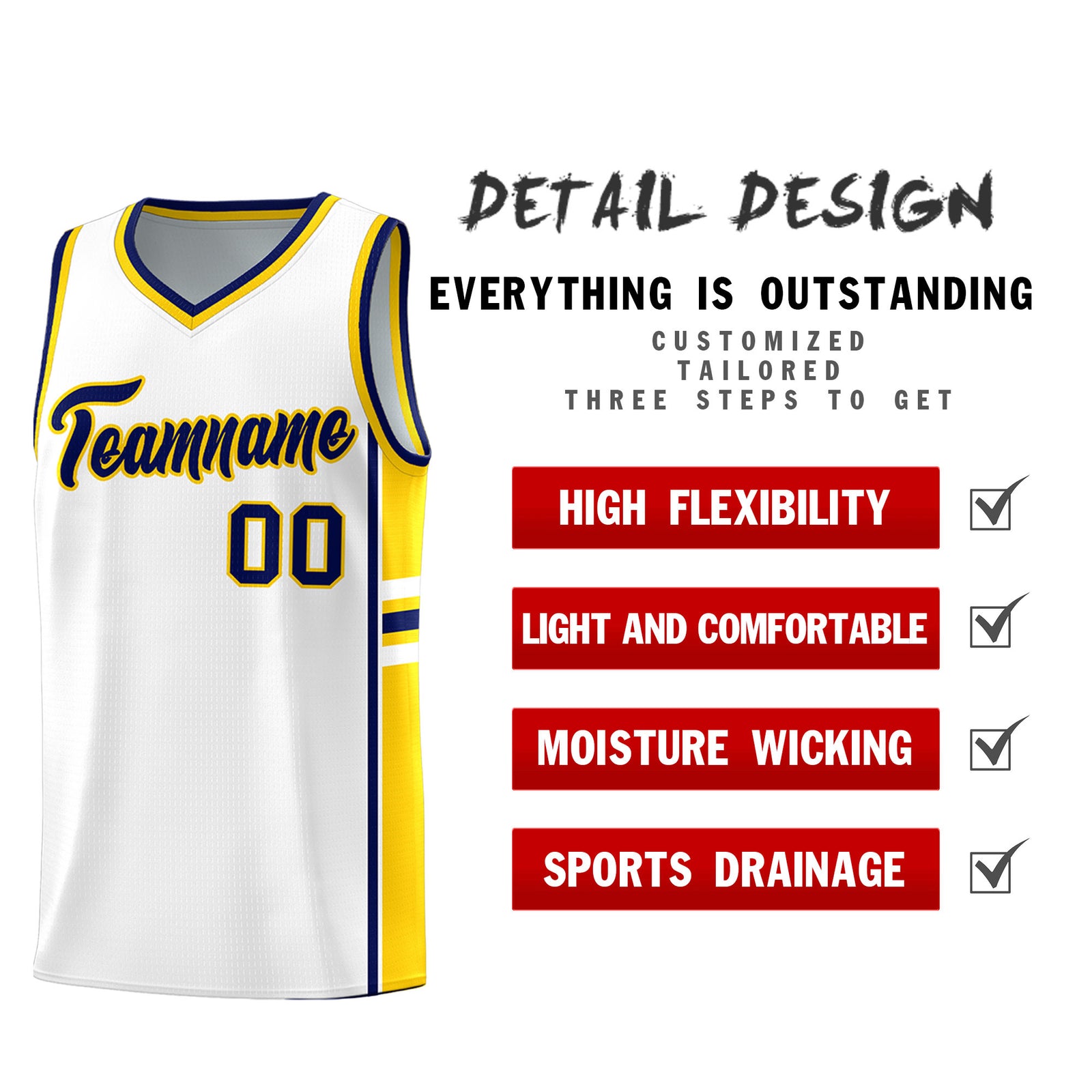 Custom Youth Basketball Jersey - White Gold Personalized Varsity Two-Tone Uniform