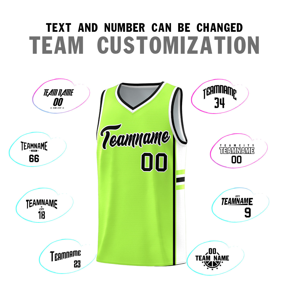 Custom Youth Basketball Jersey - Fluorescent Green White Two-Tone Varsity Jersey Set