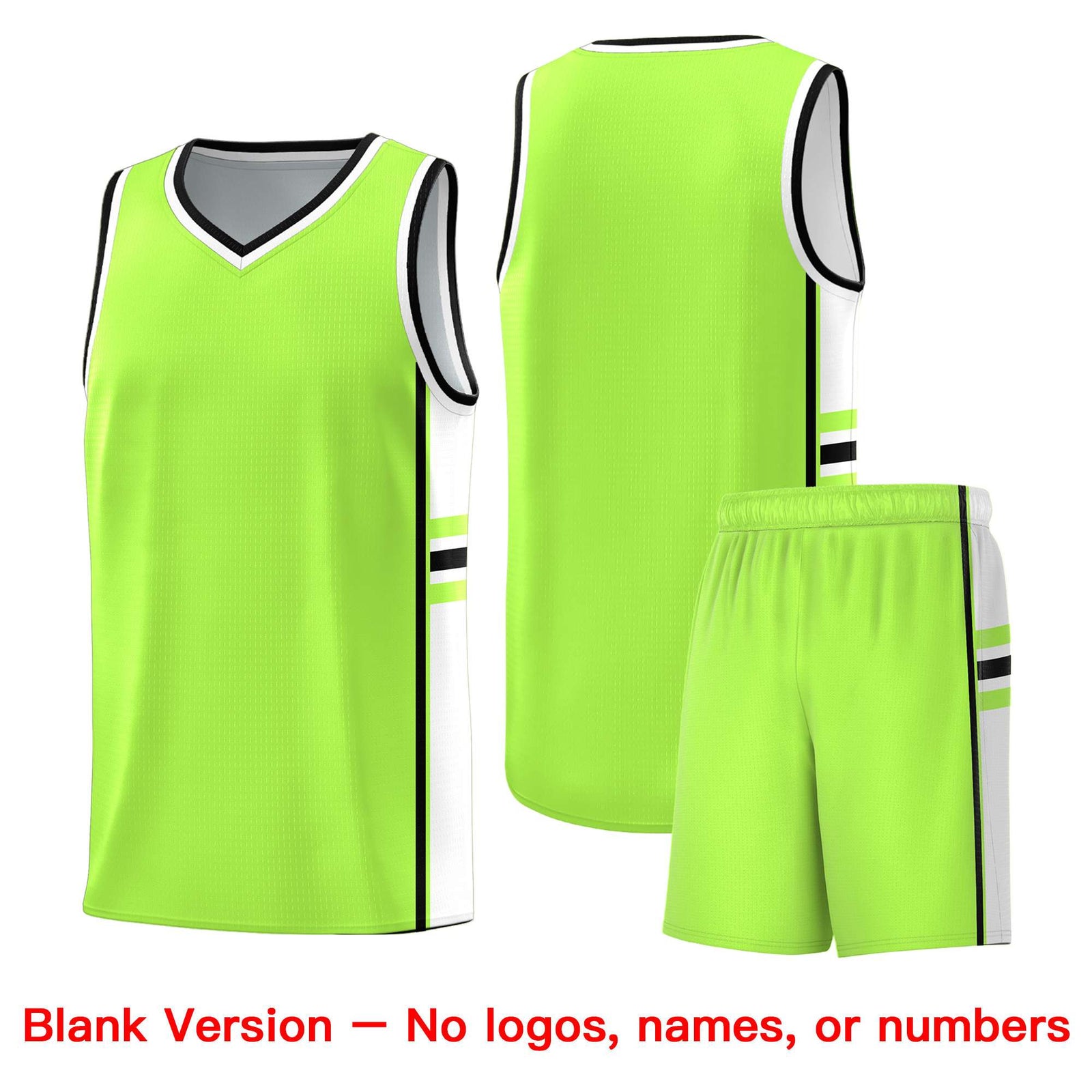 Custom Youth Basketball Jersey - Fluorescent Green White Two-Tone Varsity Jersey Set
