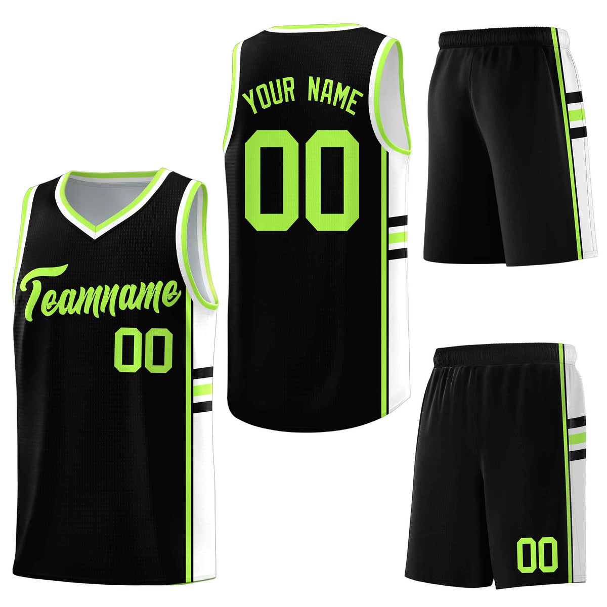 Custom Black White Classic Color Block Breathable Varsity Uniform Basketball Jersey