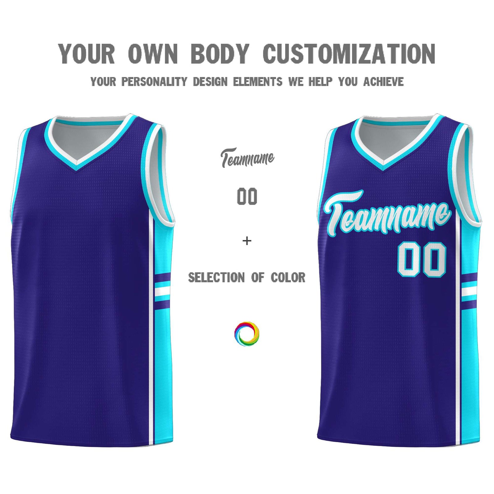 Custom Youth Basketball Jersey - Royal Sky Blue Two-Tone Varsity Jersey Set